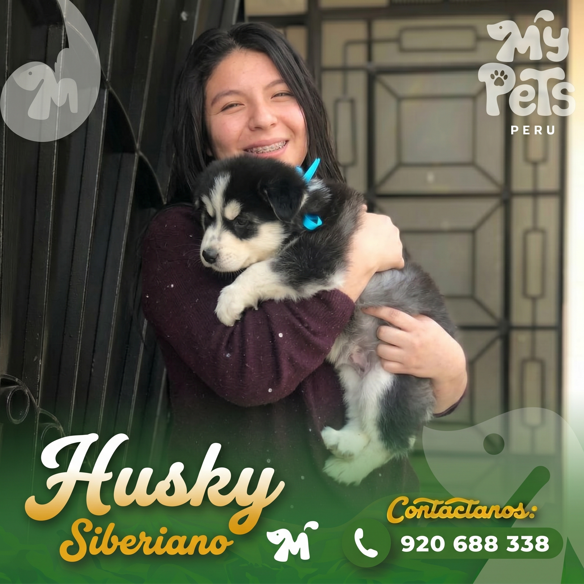 Familia feliz con su Husky Siberiano